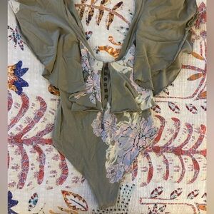 Free People Floral V Neck Bodysuit, size XS